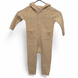J. Crew Kids Cashmere Cable Knit Teddy Bear Hood Sweater Onesie